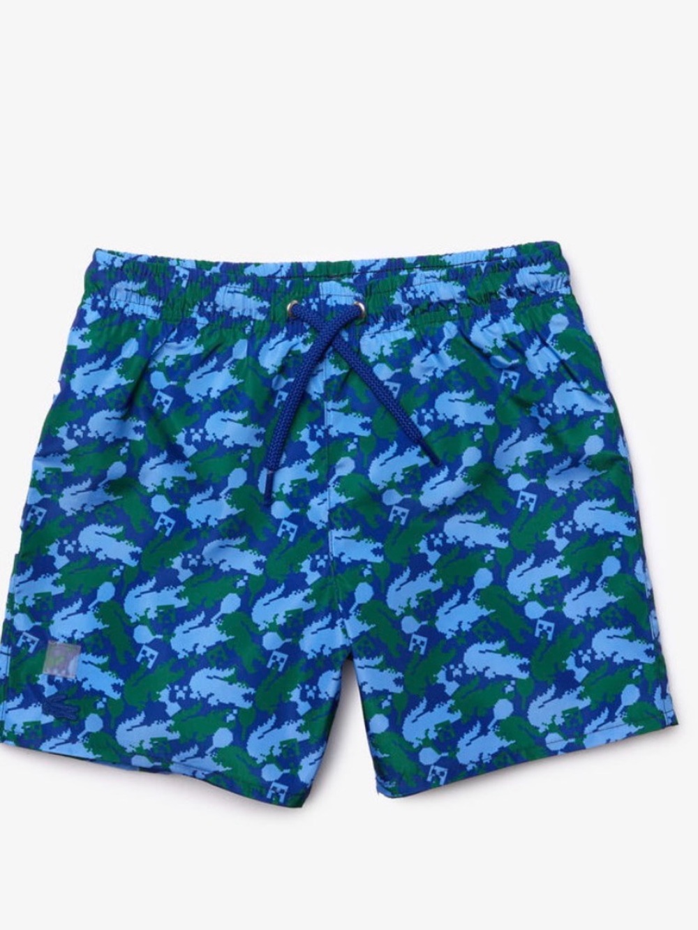Lacoste Blue & Green Camo Swim Shorts for Kids